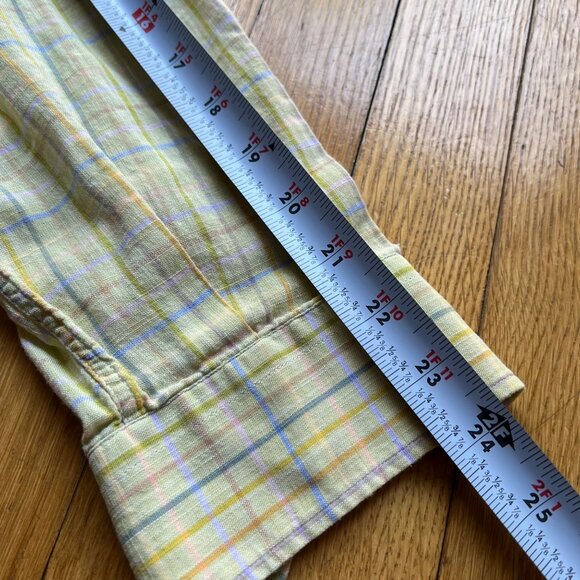 Paul Stuart Size L Yellow Green Plaid 100% Cotton Long Sleeve Button-Down Shirt - Picture 12 of 16